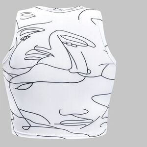 Abstract Face Print Sleeveless Top